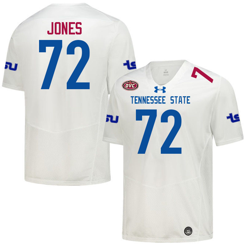Tennessee State Tigers #72 Ed Jones College Football Jerseys,Uniforms-White